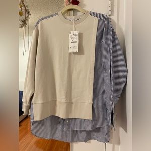 NWT Zara Striped Combo Sweatshirt